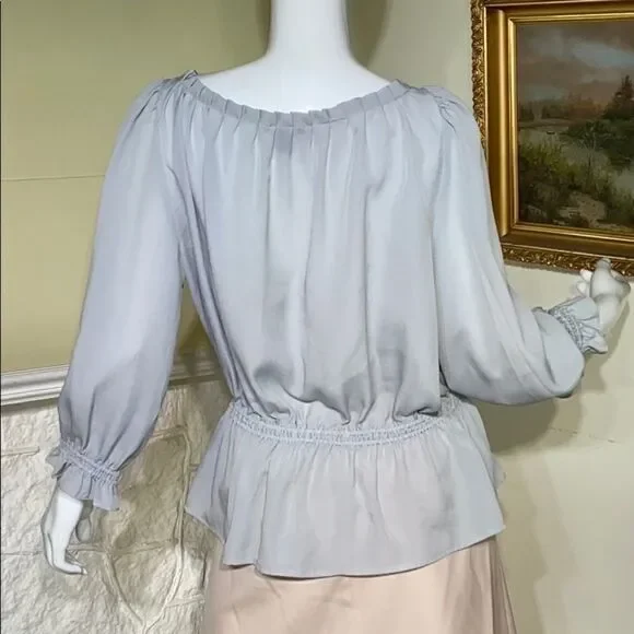 Jacob Soft Grey Peasant Style Light Blouse - Picture 5 of 9